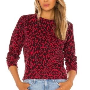 MOTHER Cotton Sweatshirt S Koozie Radioactive Paws Pullover 3/4 Sleeve Red Black